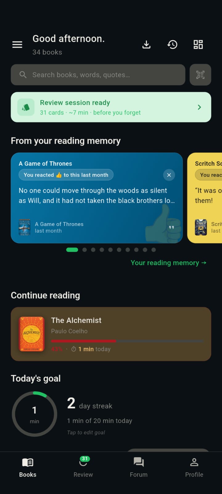 Bookxie library screen
